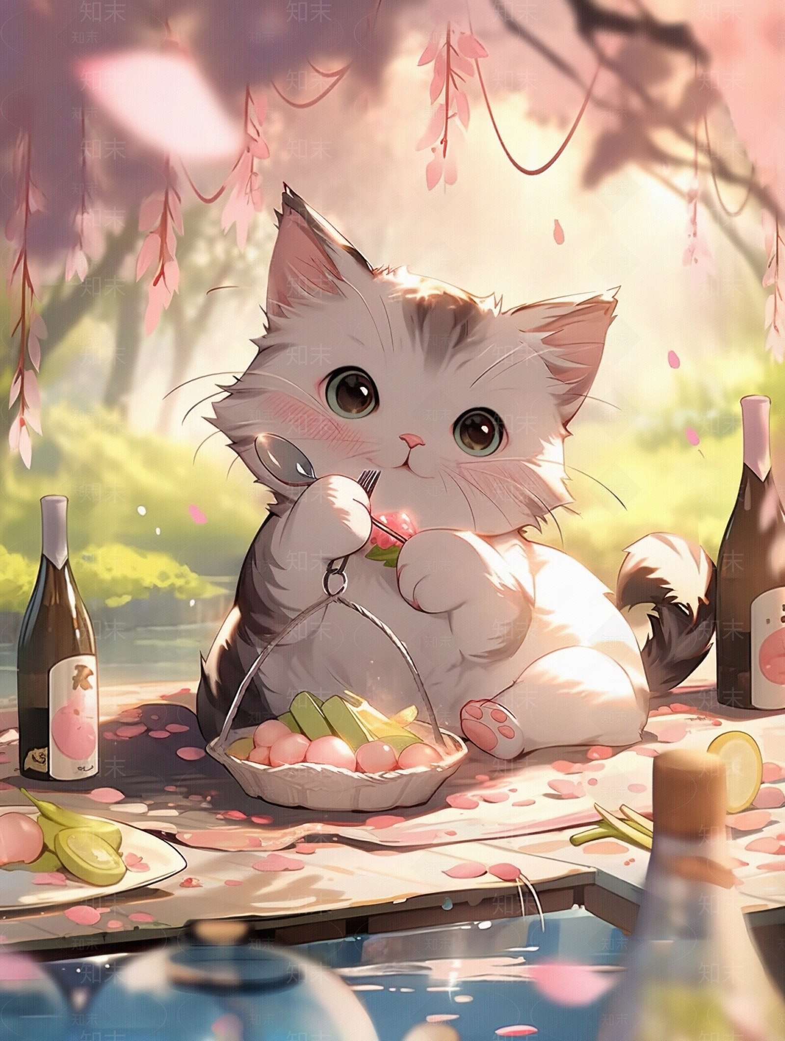 卡通动物儿童可爱猫咪壁纸壁画贴图下载【ID:1142953473】