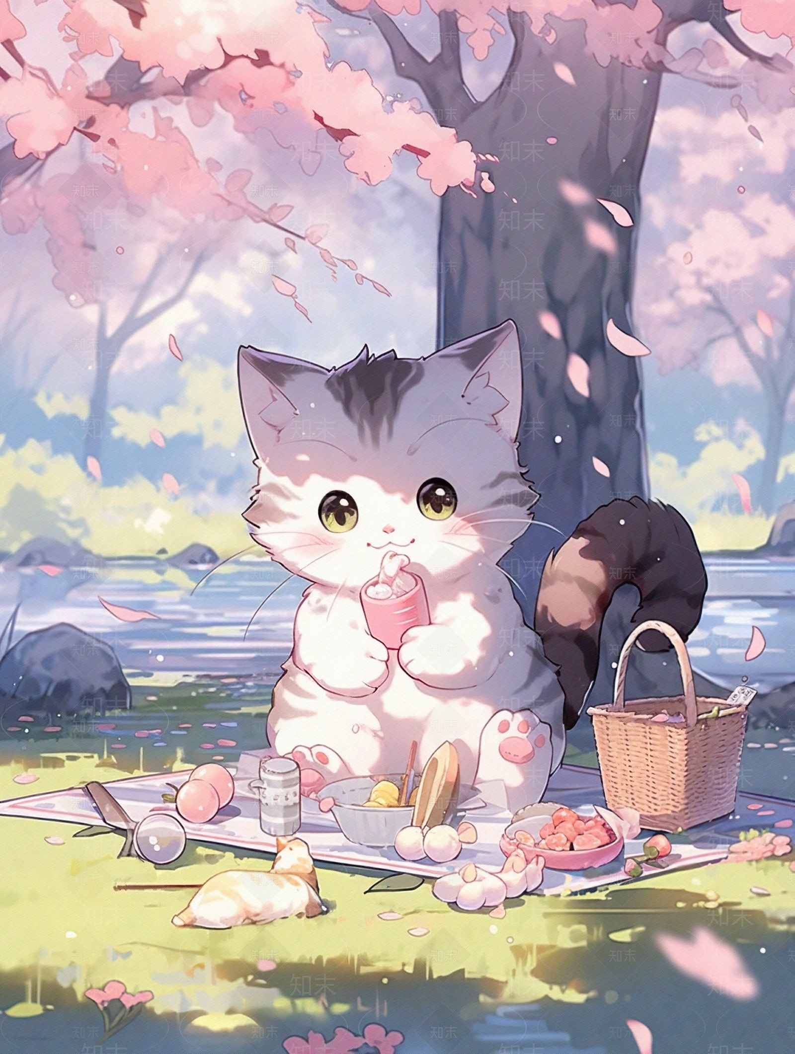 卡通动物儿童可爱猫咪壁纸壁画贴图下载【ID:1142953539】