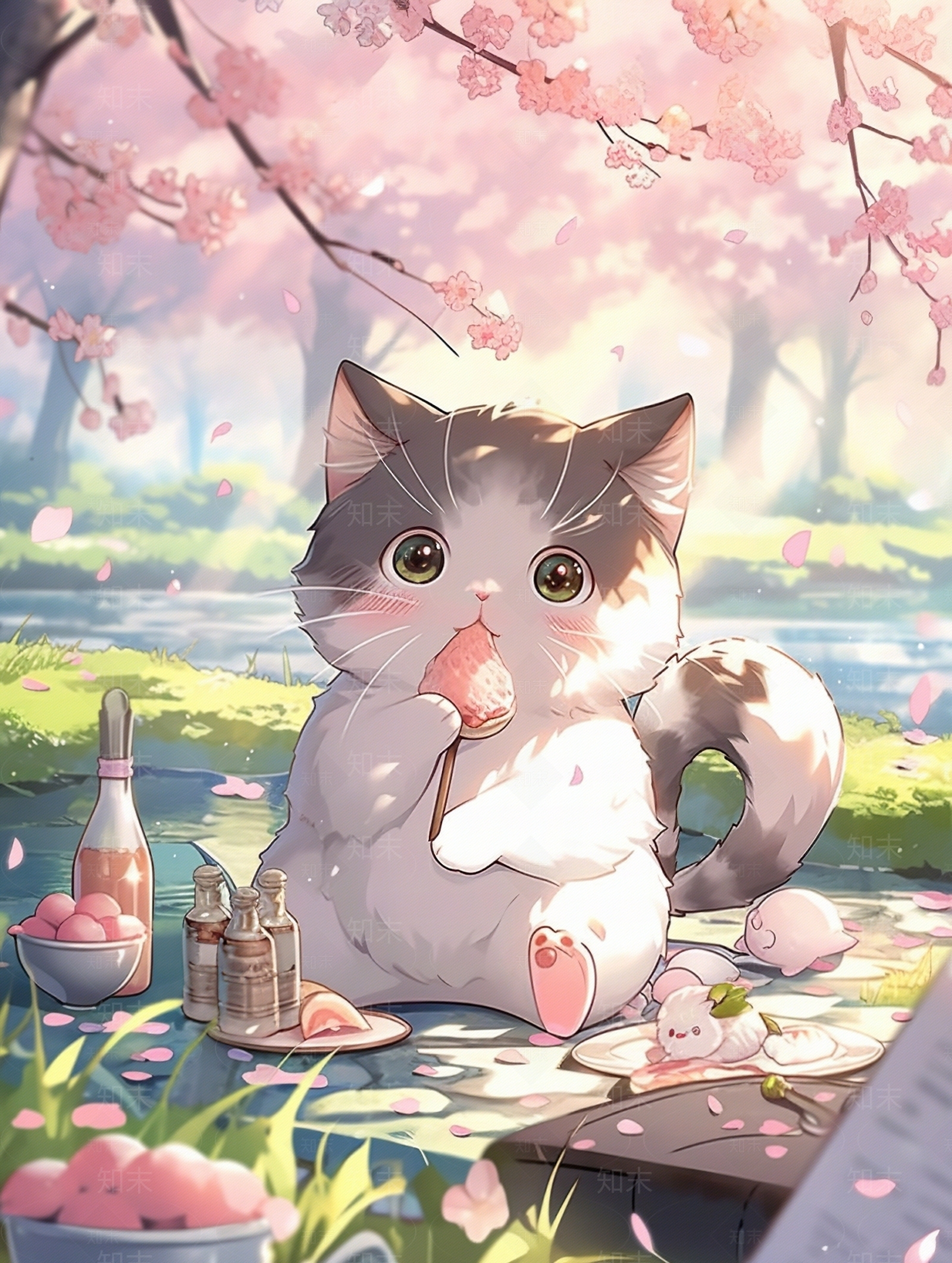 卡通动物儿童可爱猫咪壁纸壁画贴图下载【ID:1142953615】