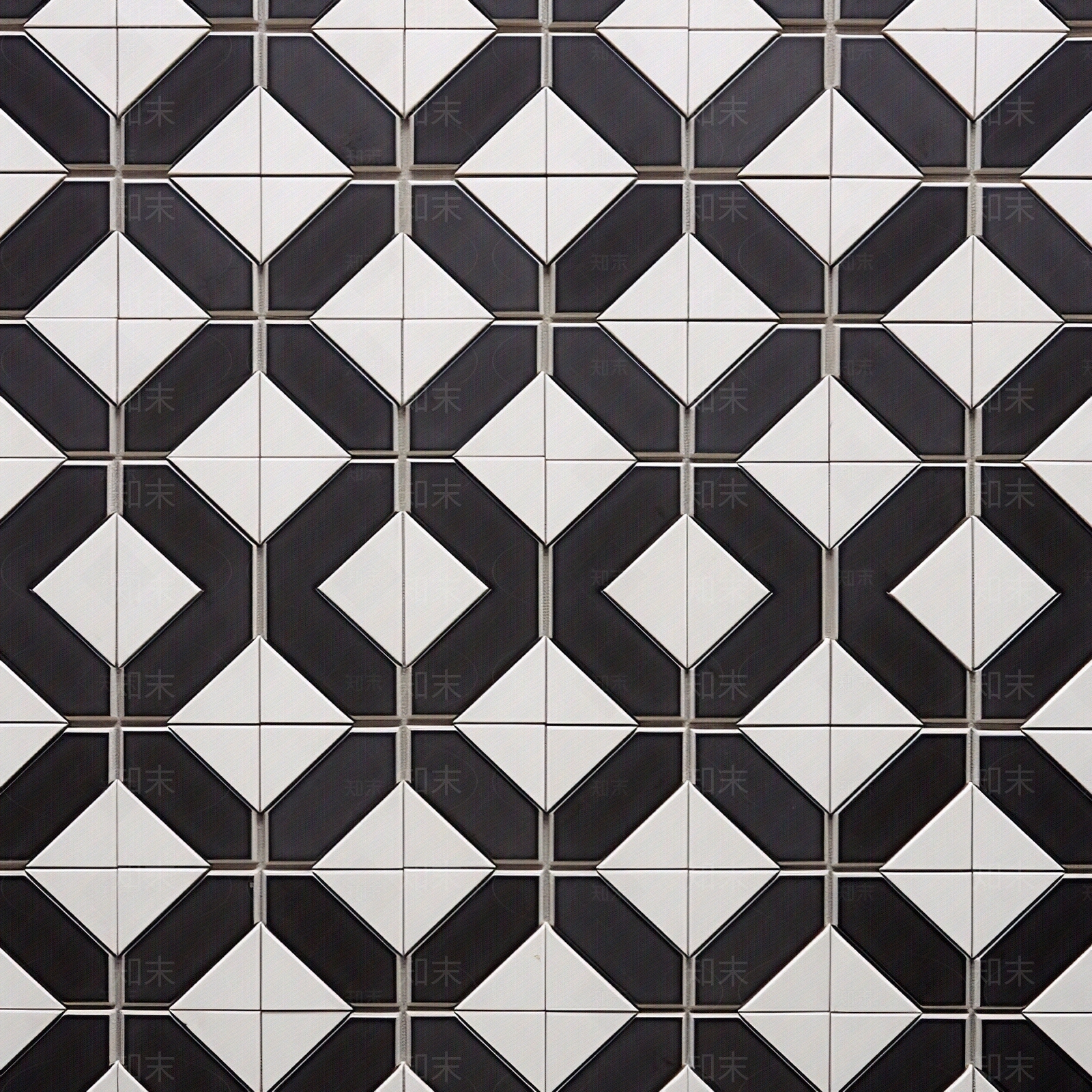 现代简约黑白拼花瓷砖无缝贴图贴图下载【ID:1142956573】