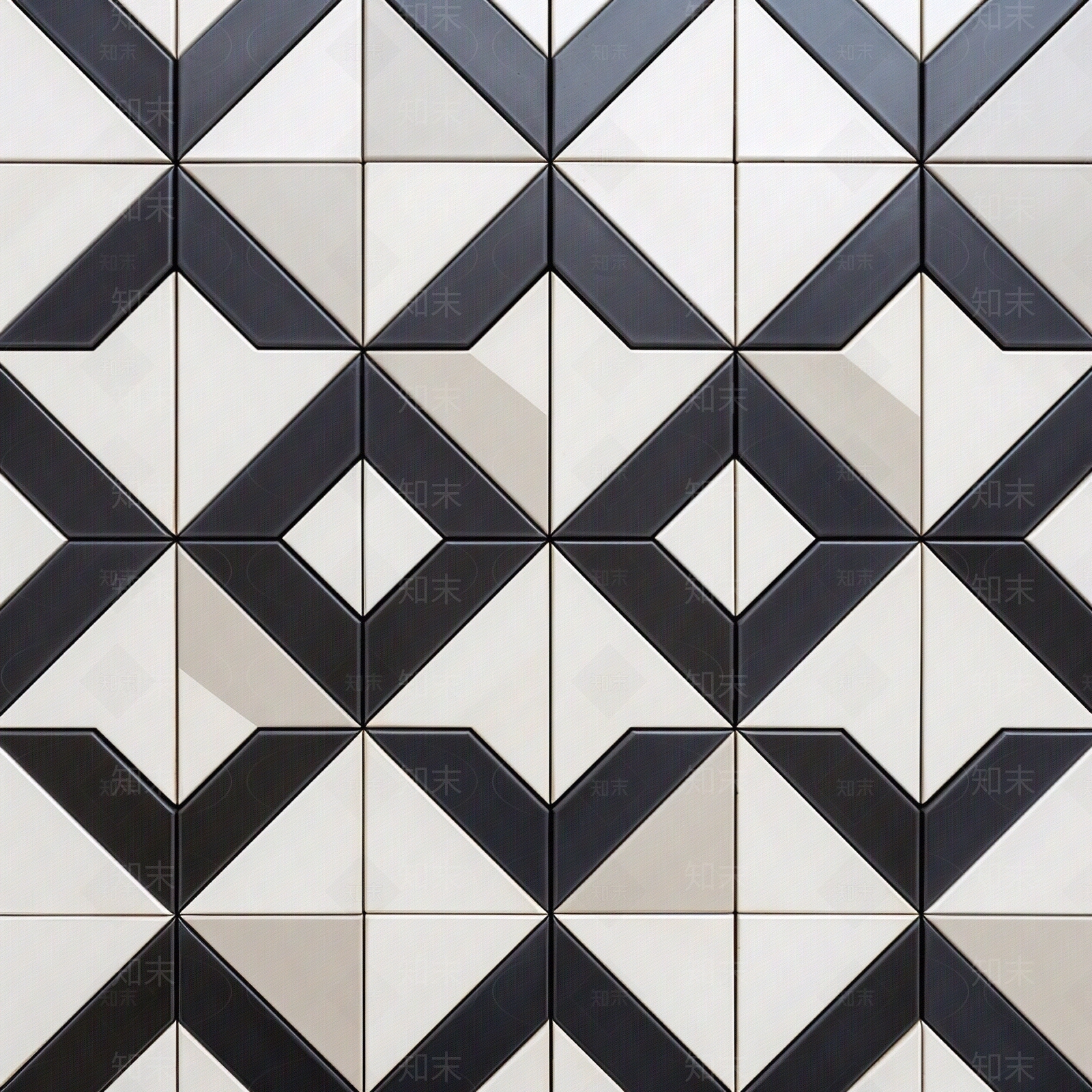 现代简约黑白拼花瓷砖无缝贴图贴图下载【ID:1142956776】