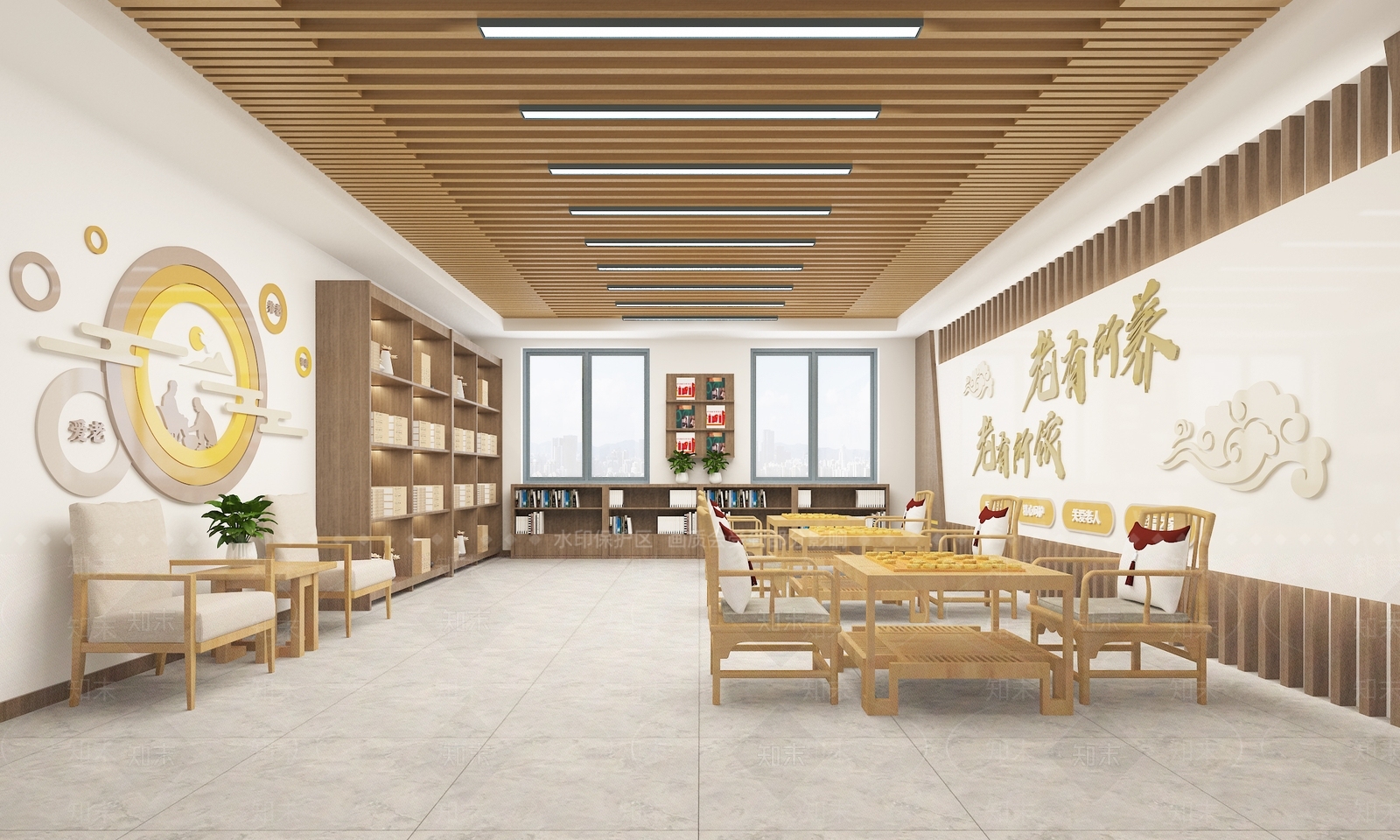 新中式老年活动棋牌室SU模型下载【ID:1142956919】