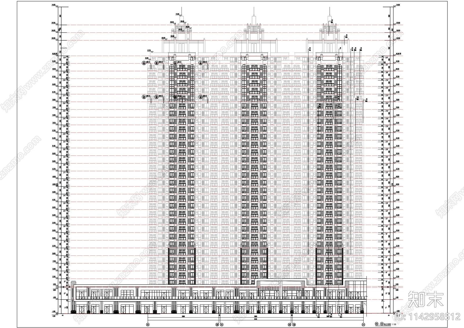 广元万达住宅区建筑cad施工图下载【ID:1142958512】