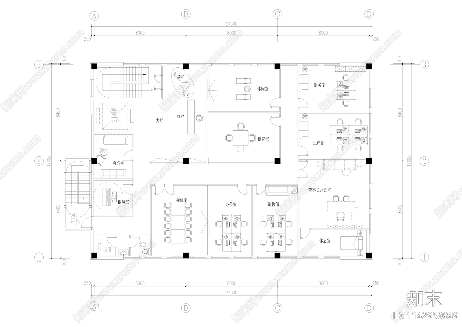 厂房办公室室内平面布置图施工图下载【ID:1142959849】