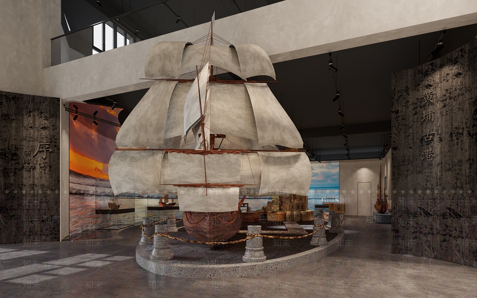 古代船舶古代帆船博物馆展厅3D模型下载【ID:1142963105】