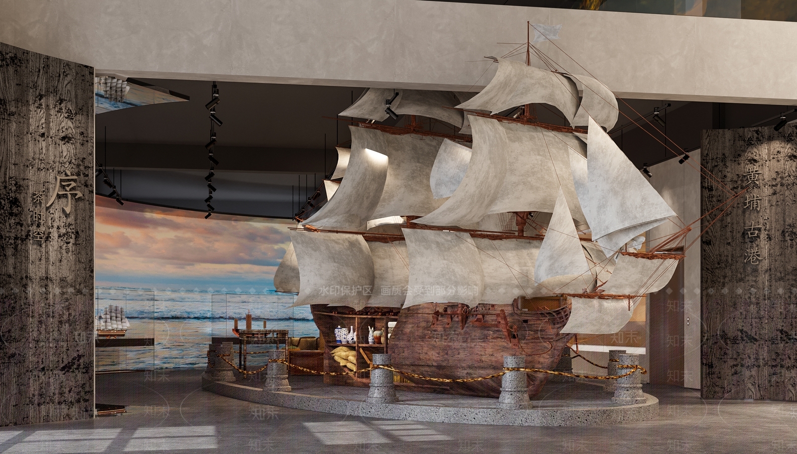 古代船舶古代帆船博物馆展厅3D模型下载【ID:1142963105】