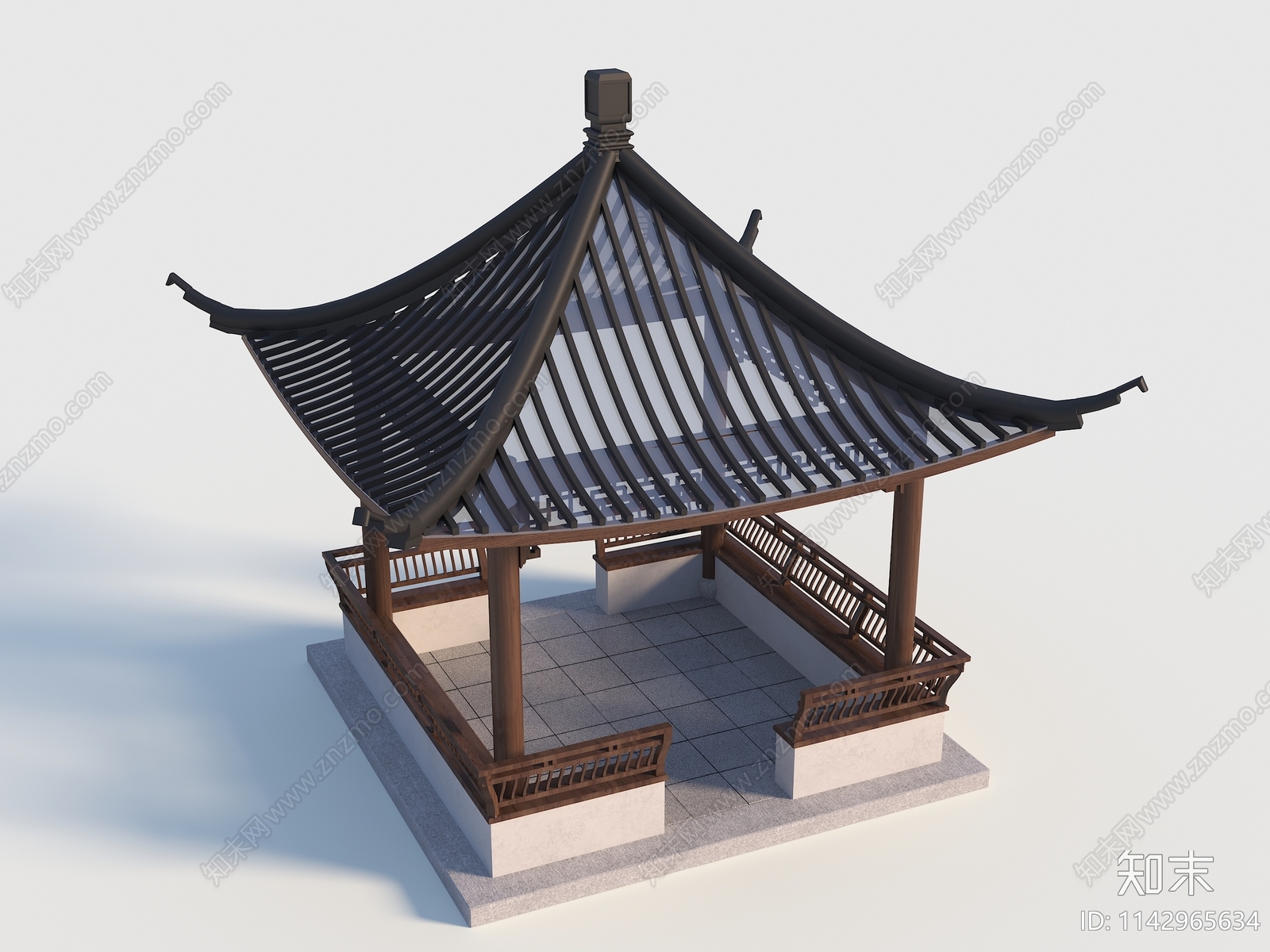 新中式古建亭子3D模型下载【ID:1142965634】