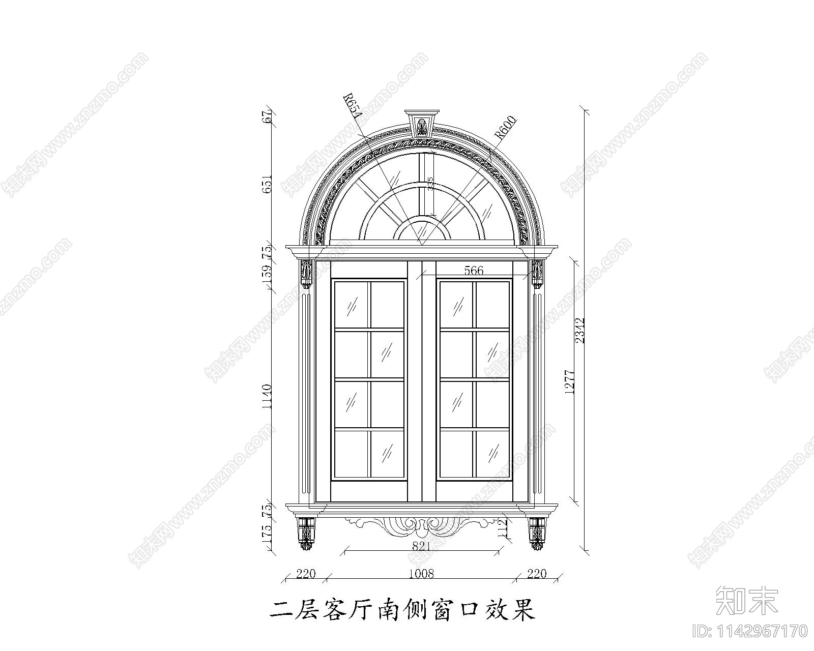 木制窗帘盒及窗cad施工图下载【ID:1142967170】
