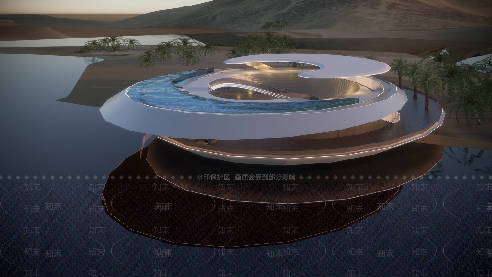 现代展览馆建筑SU模型下载【ID:1142969795】