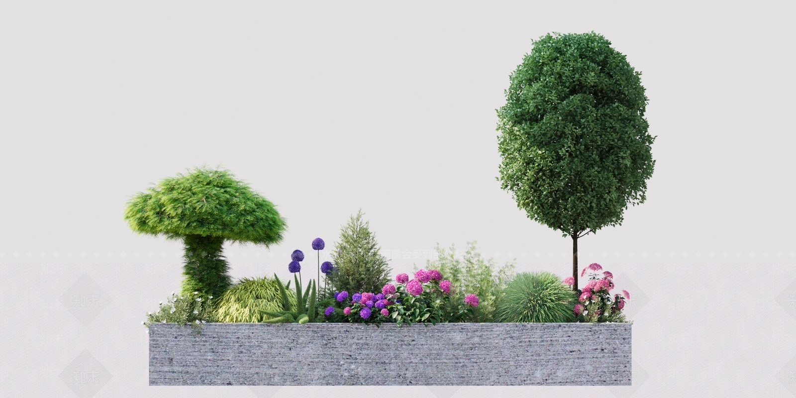 现代花箱绿植3D模型下载【ID:1142973596】