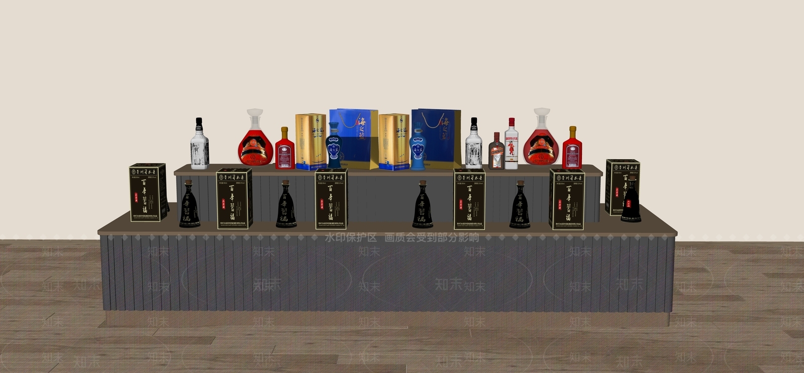 现代展示酒柜SU模型下载【ID:1142975286】