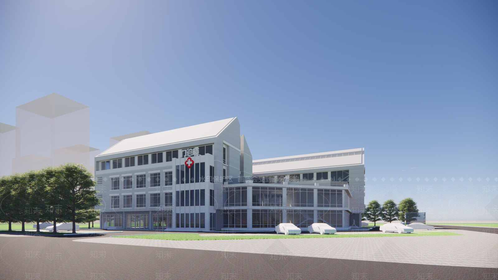 现代医疗建筑SU模型下载【ID:1142976100】