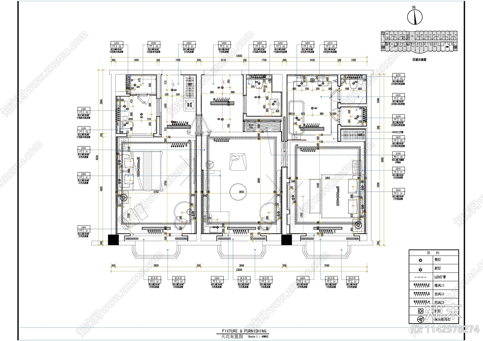 酒店客房室内装修cad施工图下载【ID:1142976274】