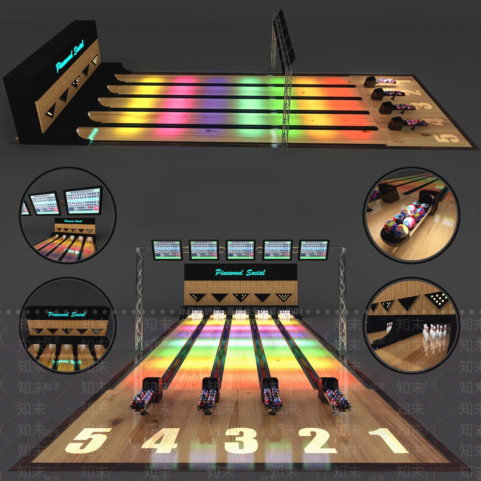 现代保龄球馆3D模型下载【ID:1142978858】