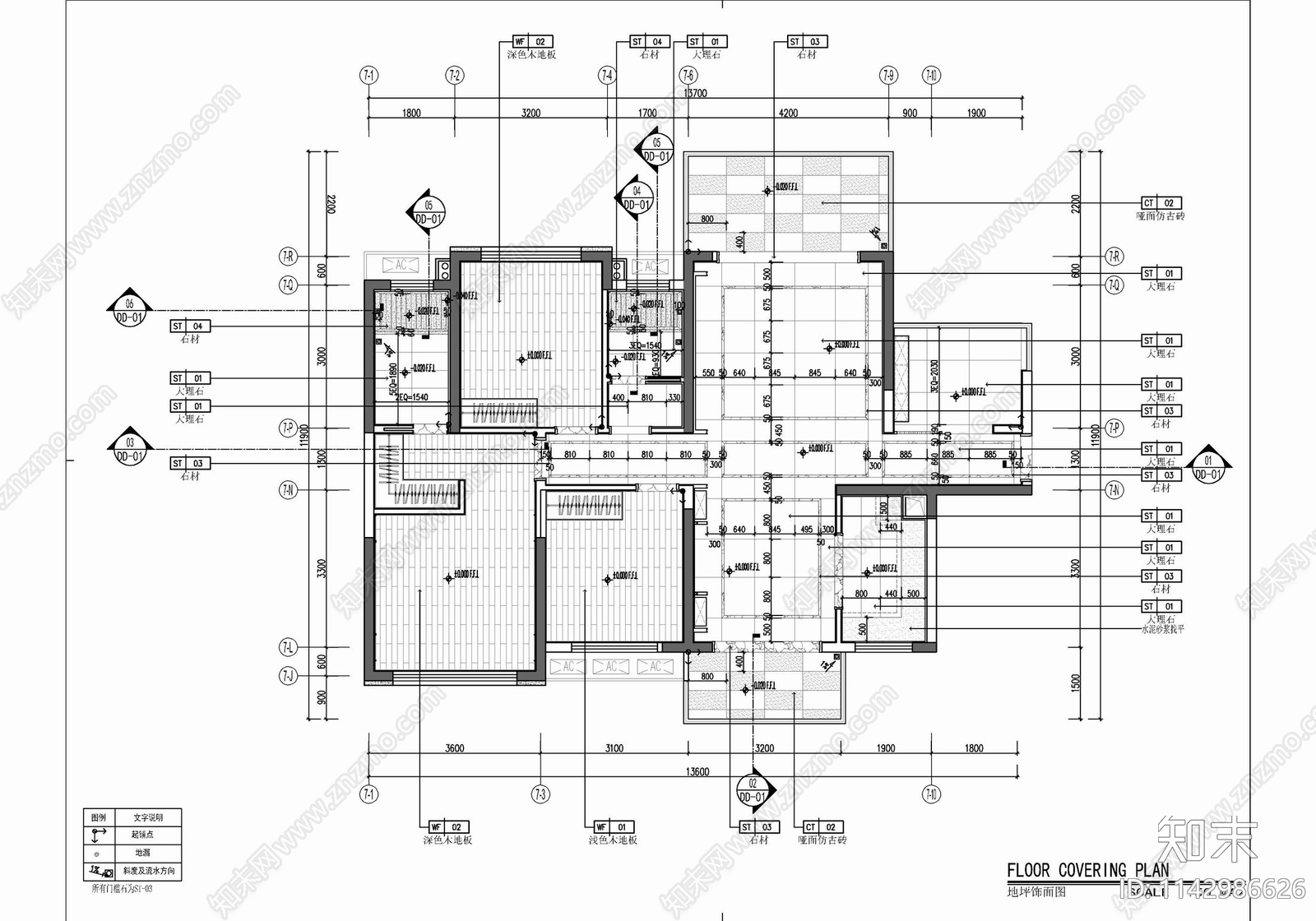 115㎡四居室家装室内施工图下载【ID:1142986626】