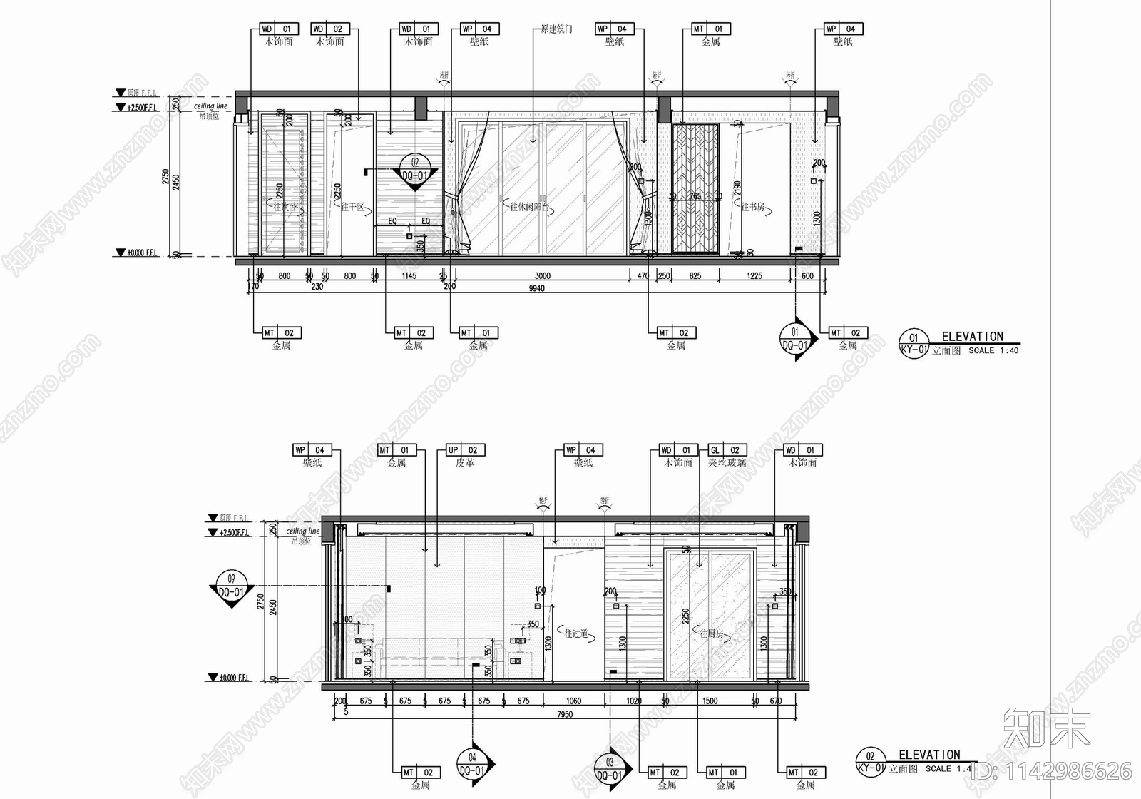 115㎡四居室家装室内施工图下载【ID:1142986626】