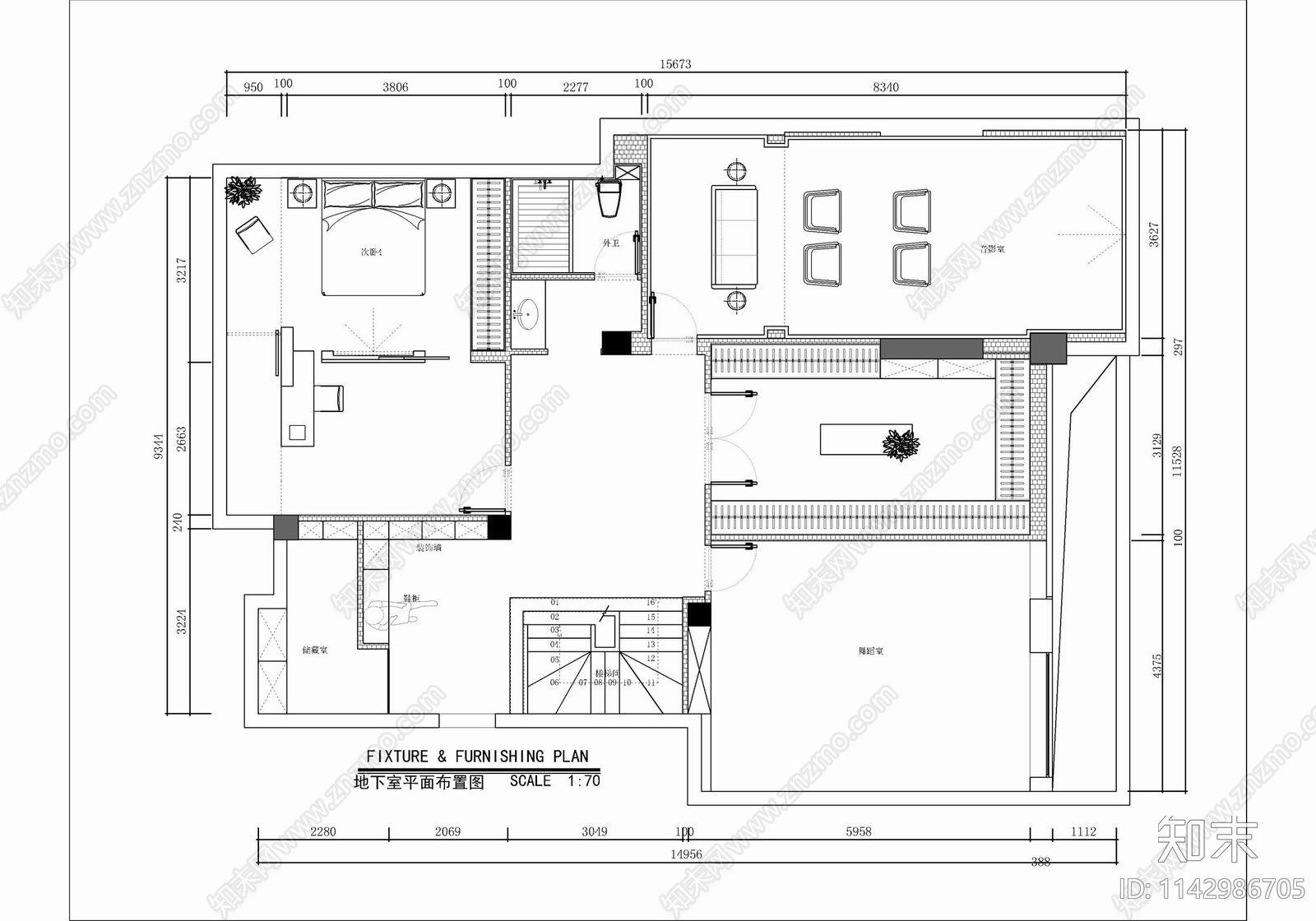 两层叠墅家装室内施工图下载【ID:1142986705】