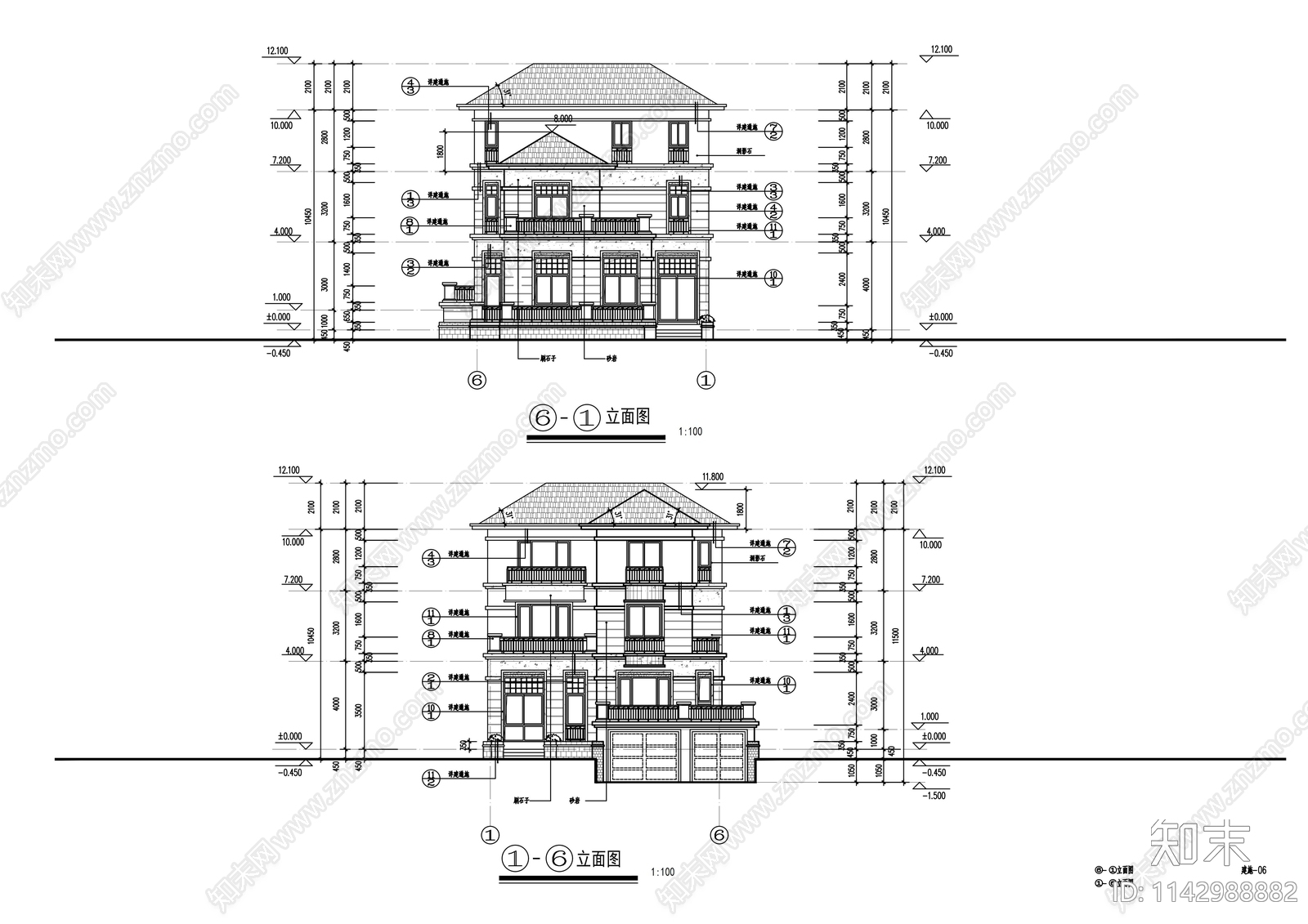 自建别墅建筑cad施工图下载【ID:1142988882】