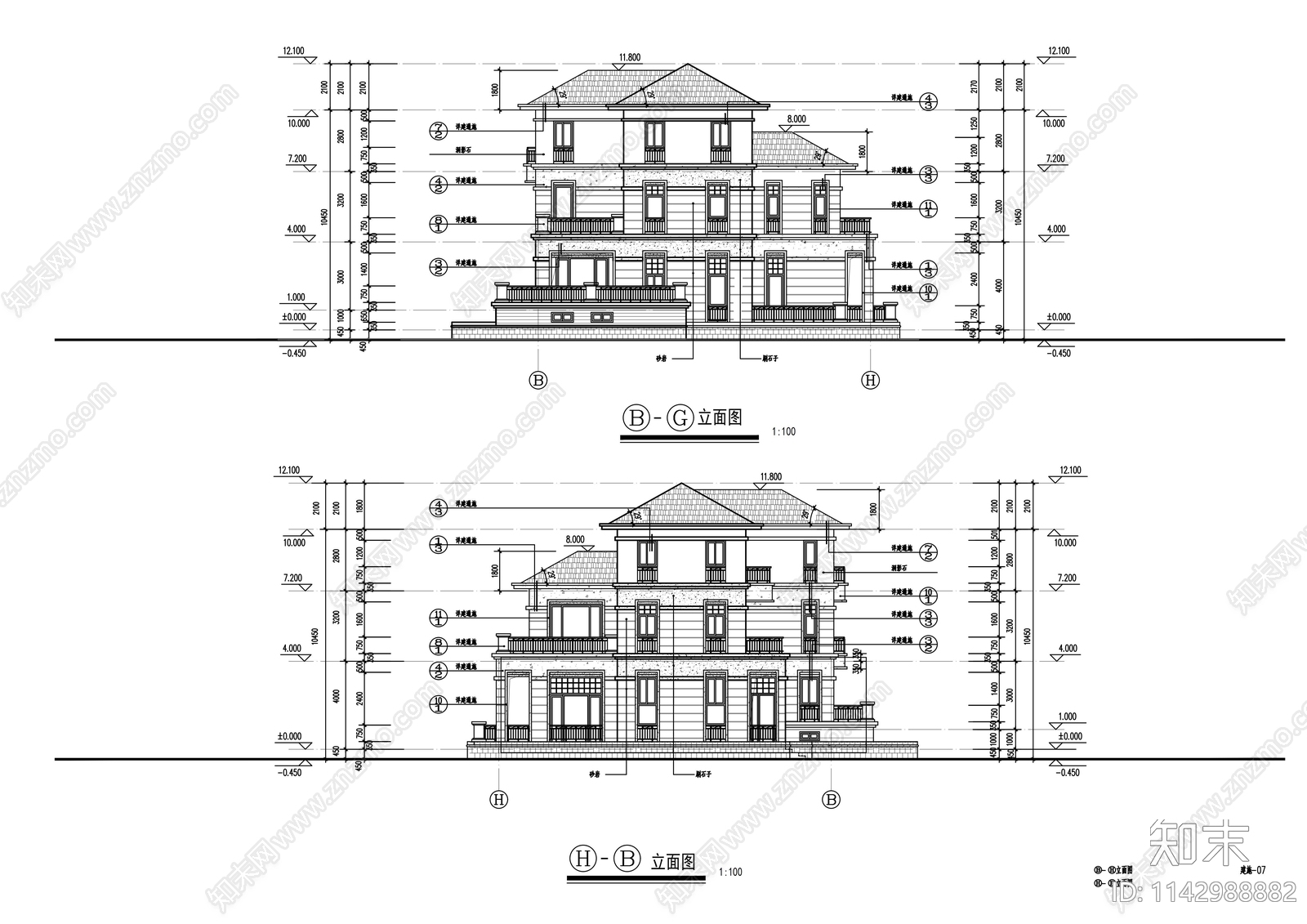 自建别墅建筑cad施工图下载【ID:1142988882】