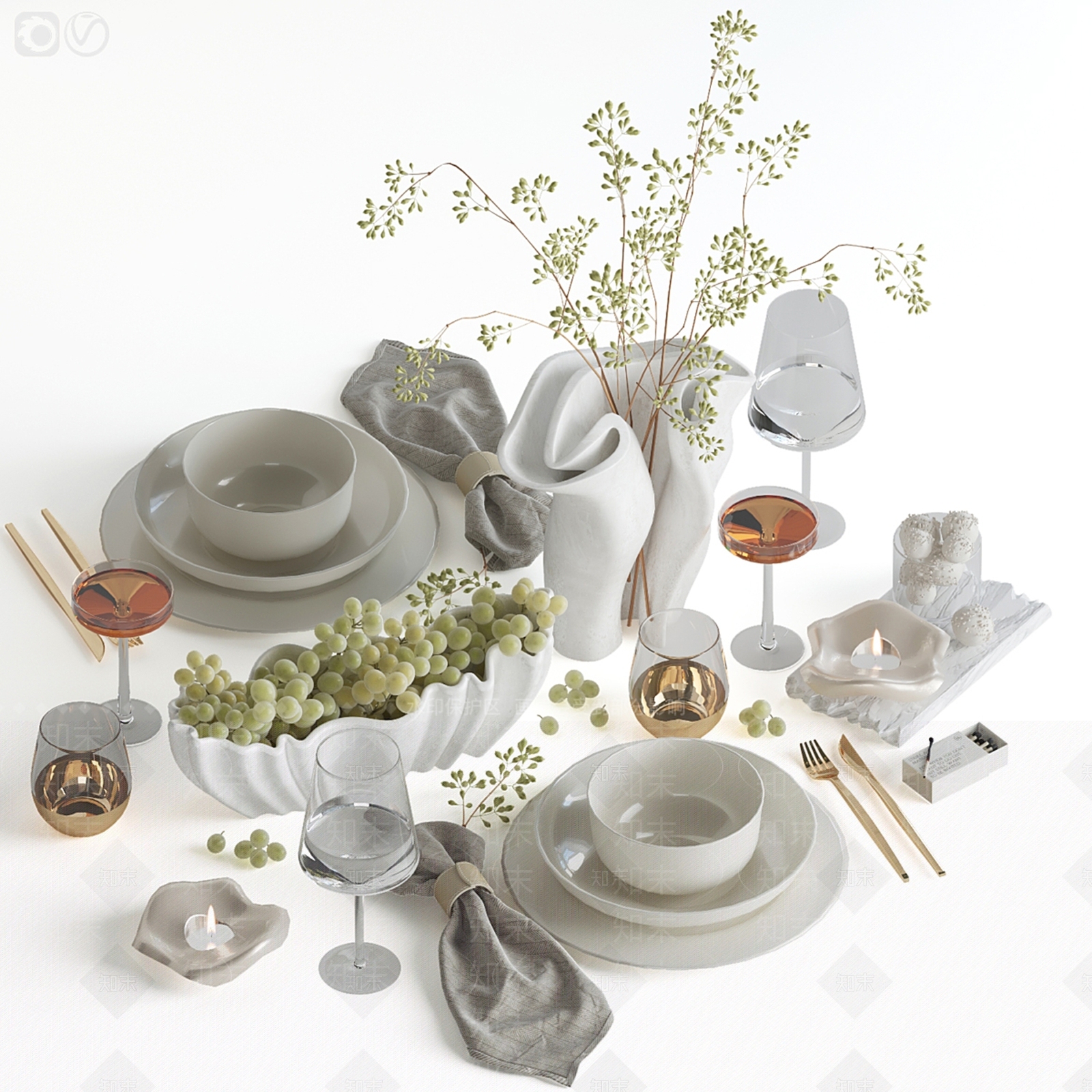 现代餐具3D模型下载【ID:1142989420】