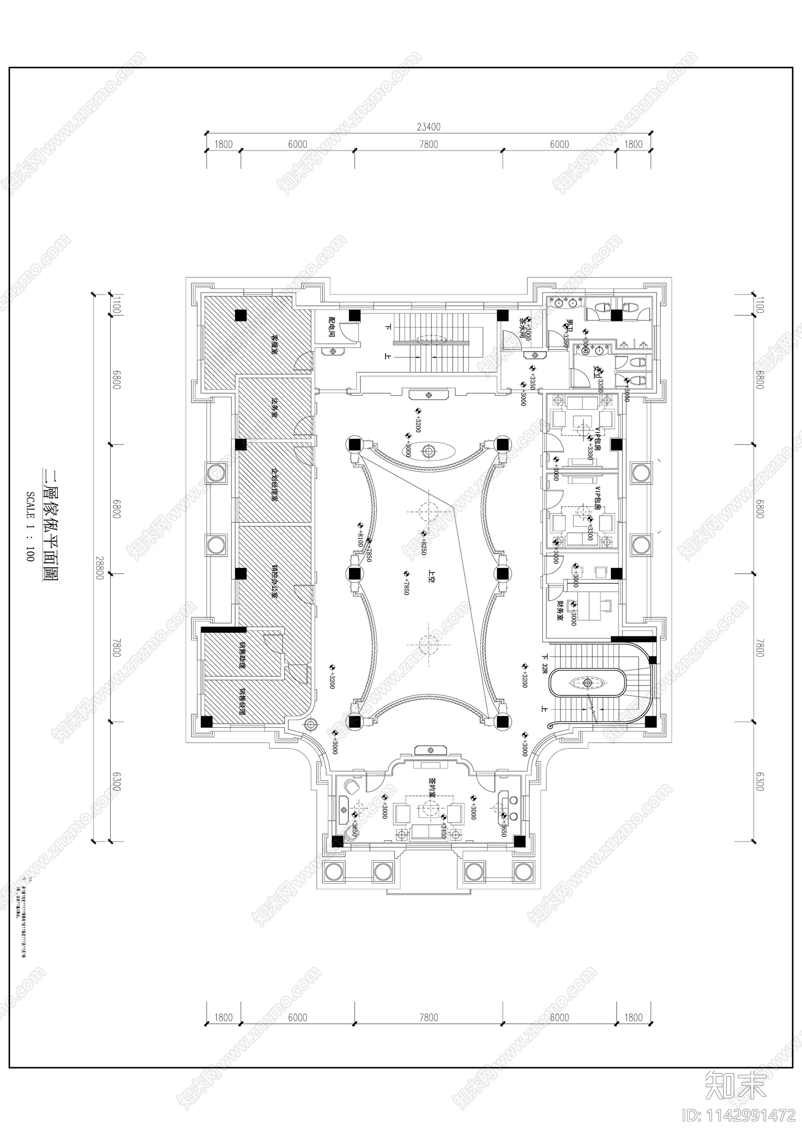 售楼处建筑cad施工图下载【ID:1142991472】