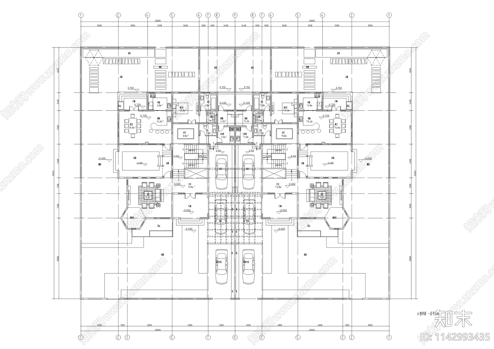 绿城桃花源别墅建筑施工图下载【ID:1142993435】