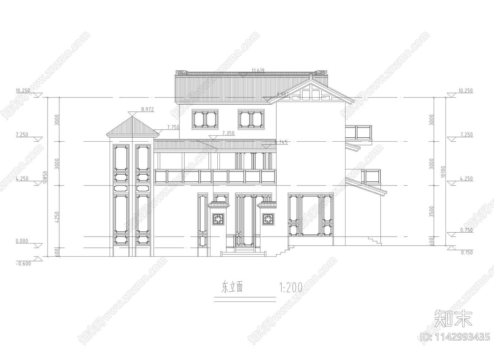 绿城桃花源别墅建筑施工图下载【ID:1142993435】