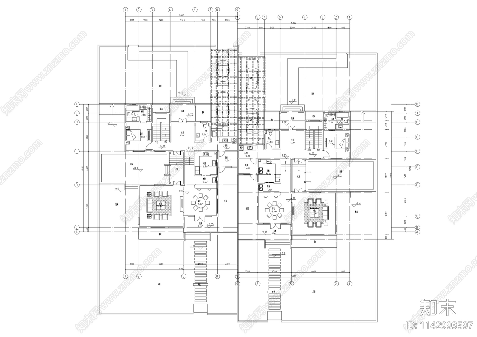 绿城桃花源别墅建筑施工图下载【ID:1142993597】