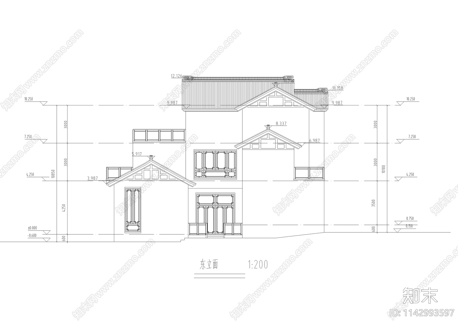 绿城桃花源别墅建筑施工图下载【ID:1142993597】