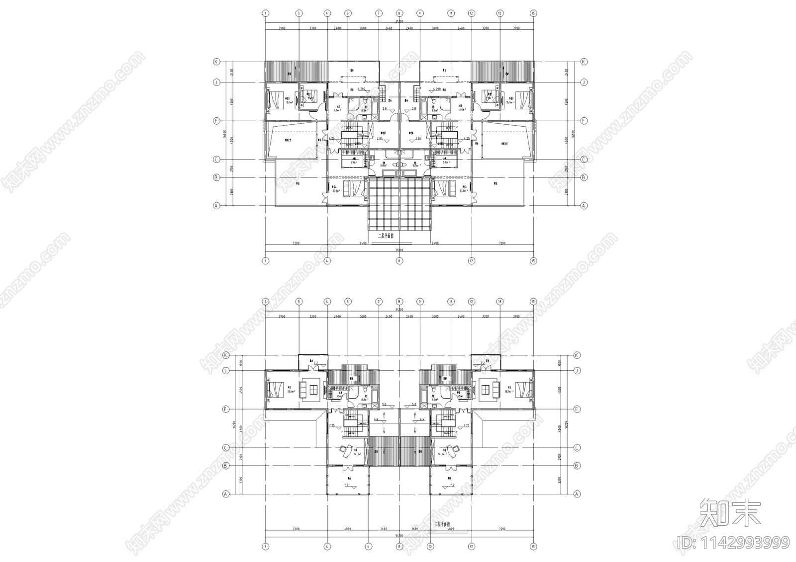 绿城桃花源别墅建筑施工图下载【ID:1142993999】