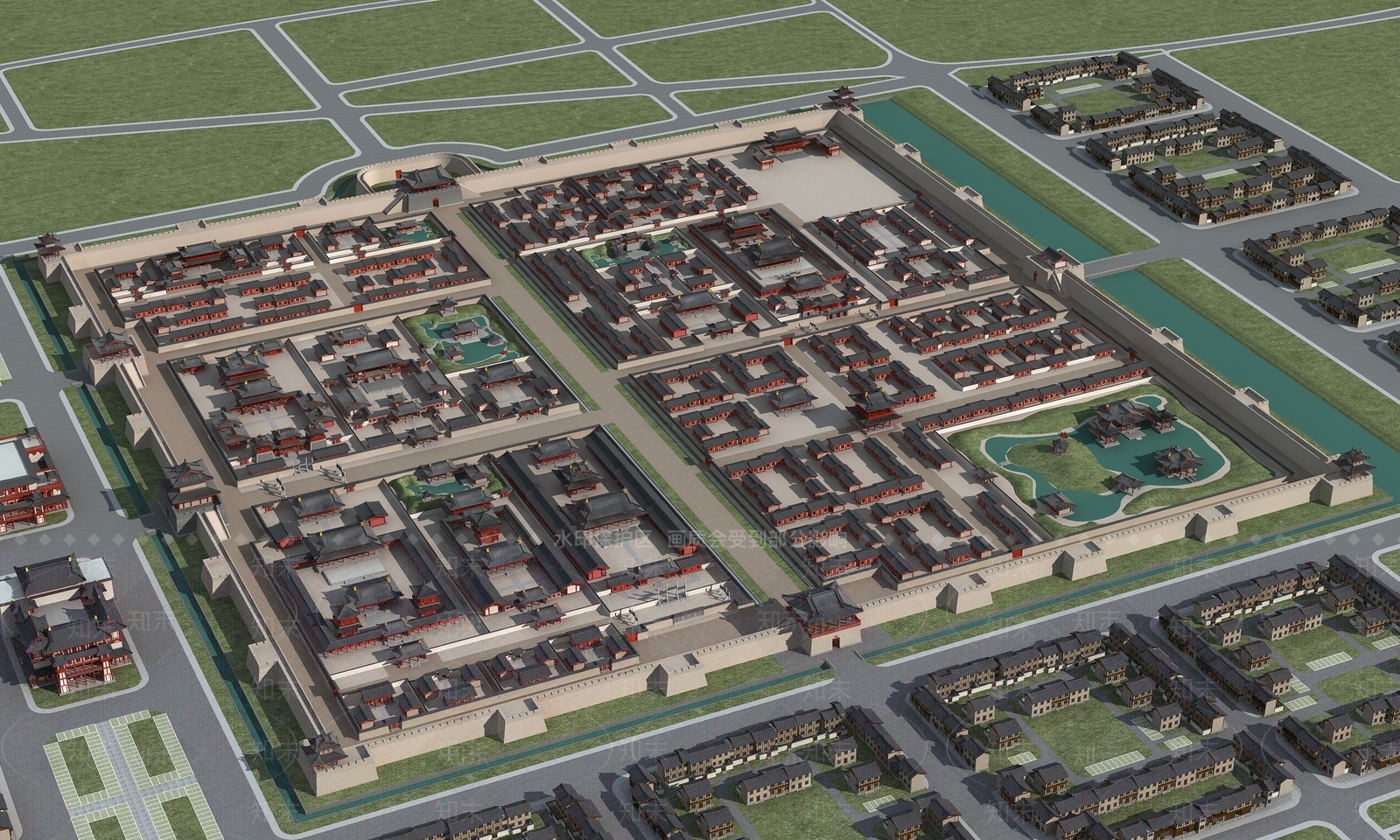 古建鸟瞰场景3D模型下载【ID:1142994647】