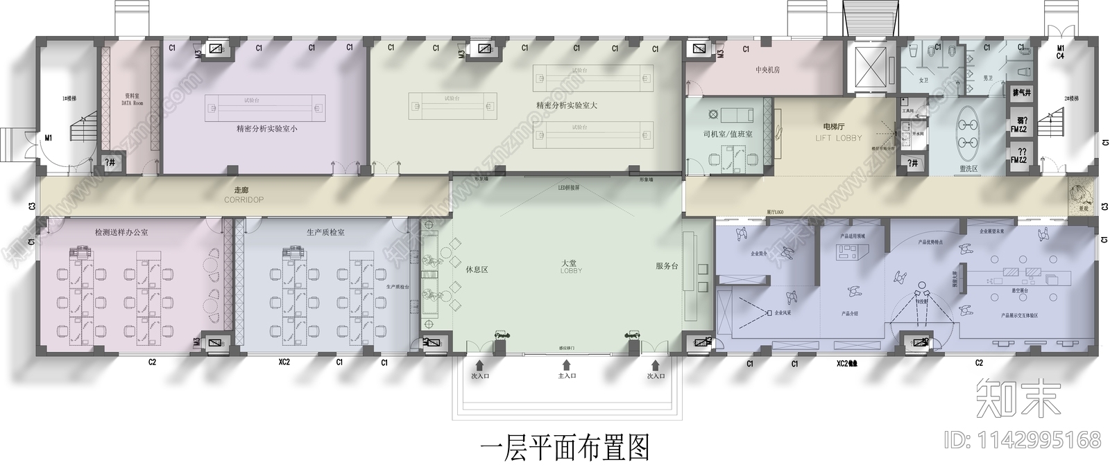 6000平办公楼室内平面布置图施工图下载【ID:1142995168】