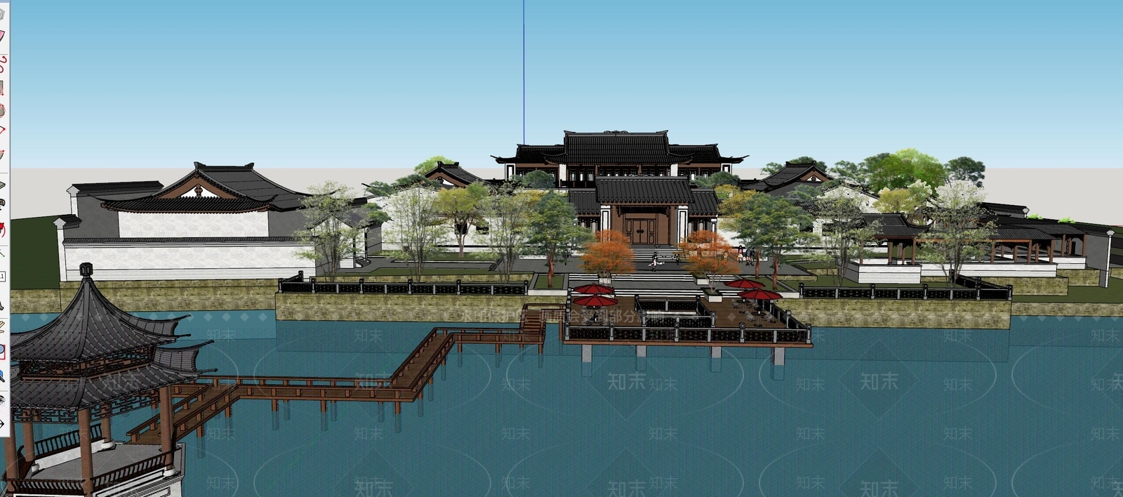 中式度假山庄SU模型下载【ID:1142995997】