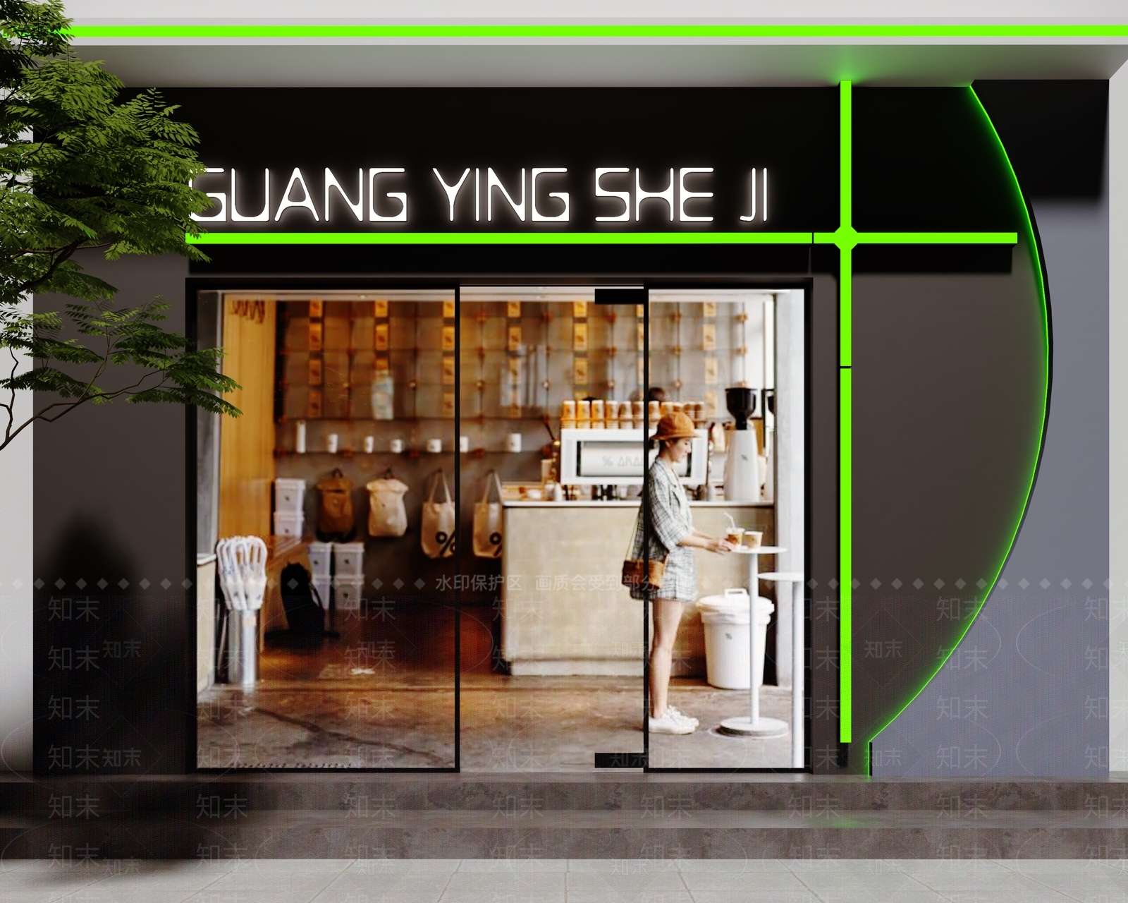 现代店铺门头门面3D模型下载【ID:1142996714】