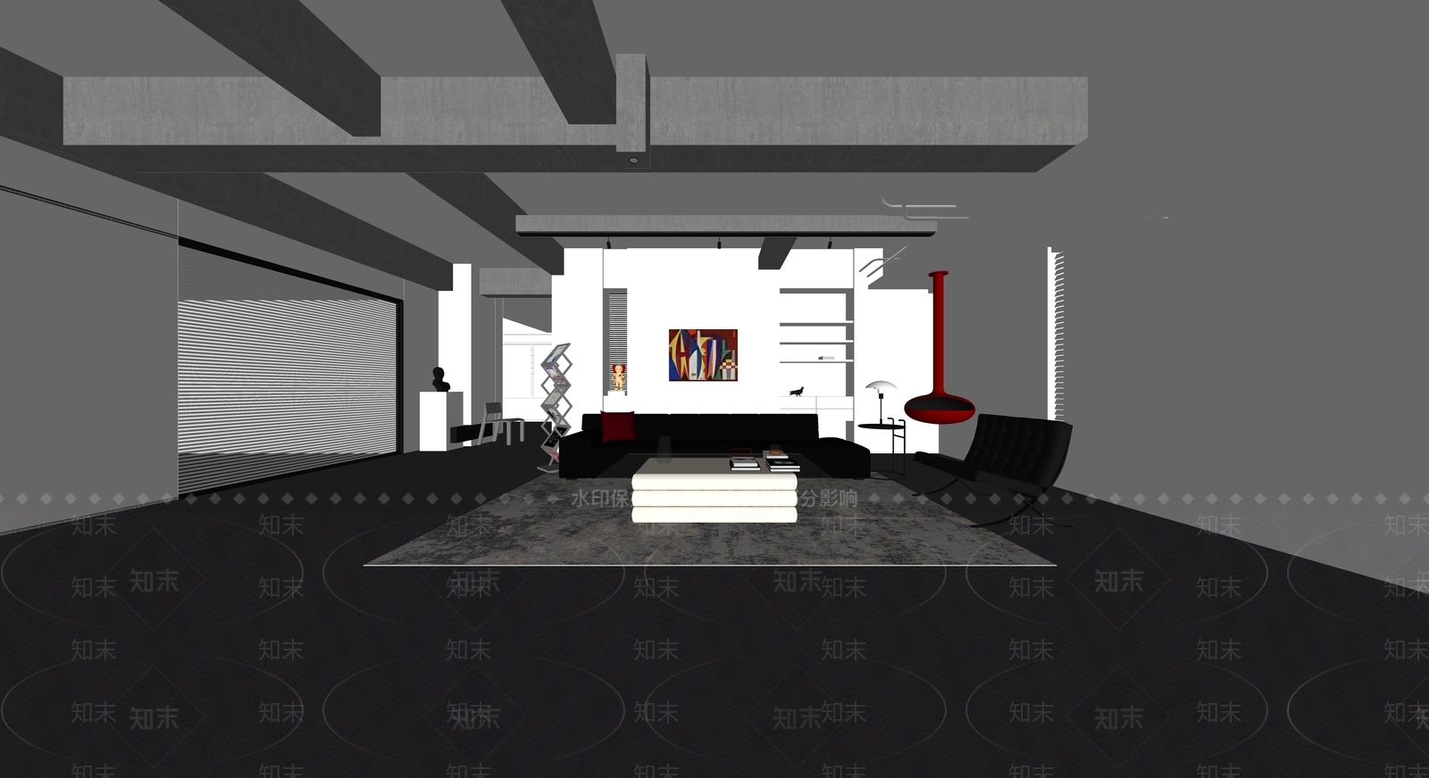 现代办公接待区SU模型下载【ID:1142997869】
