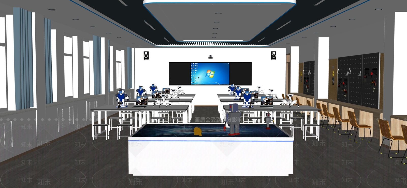 现代学校教室SU模型下载【ID:1143000159】