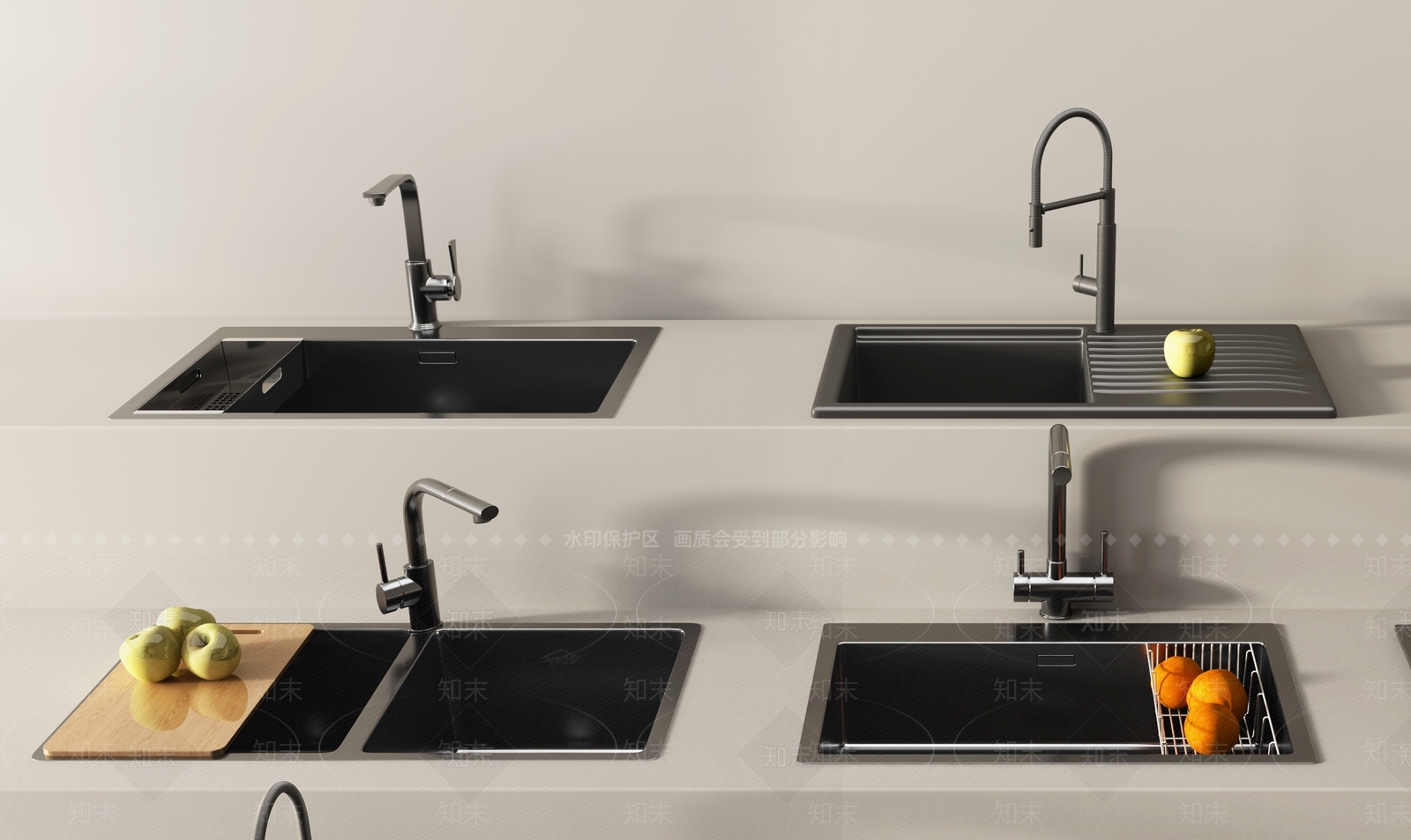 现代嵌入式水槽SU模型下载【ID:1143000729】
