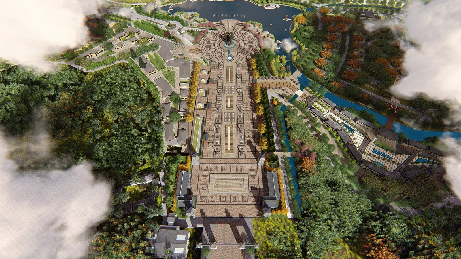 中式示范区景观SU模型下载【ID:1143004114】