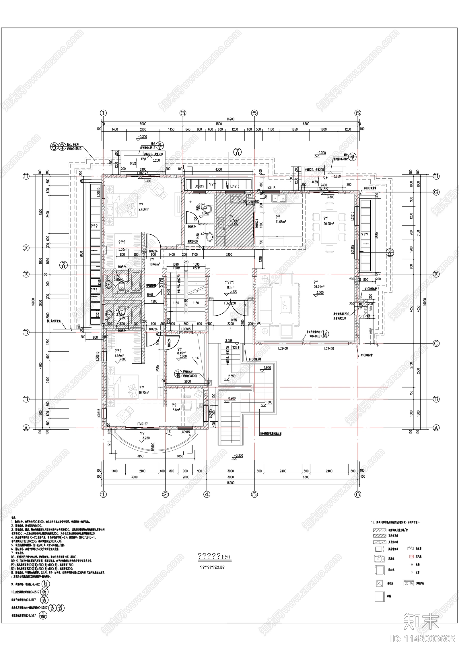 欧式别墅建筑cad施工图下载【ID:1143003605】