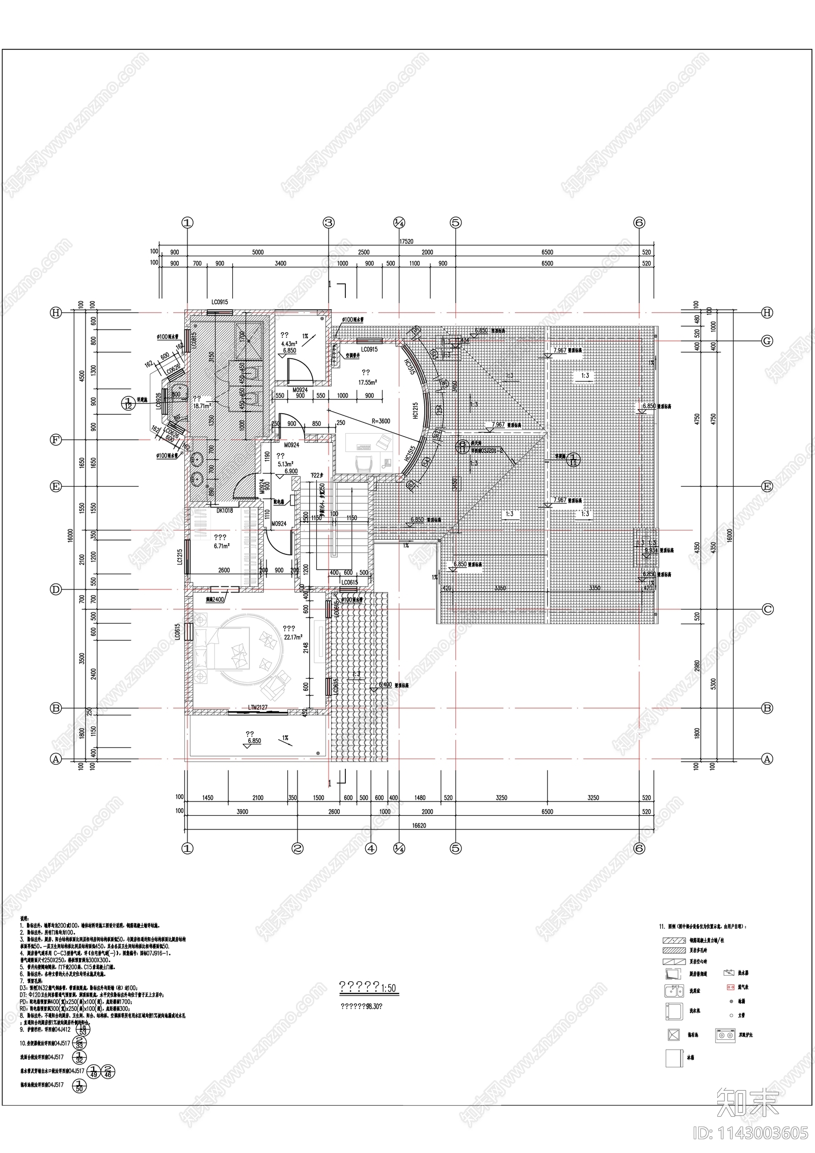 欧式别墅建筑cad施工图下载【ID:1143003605】