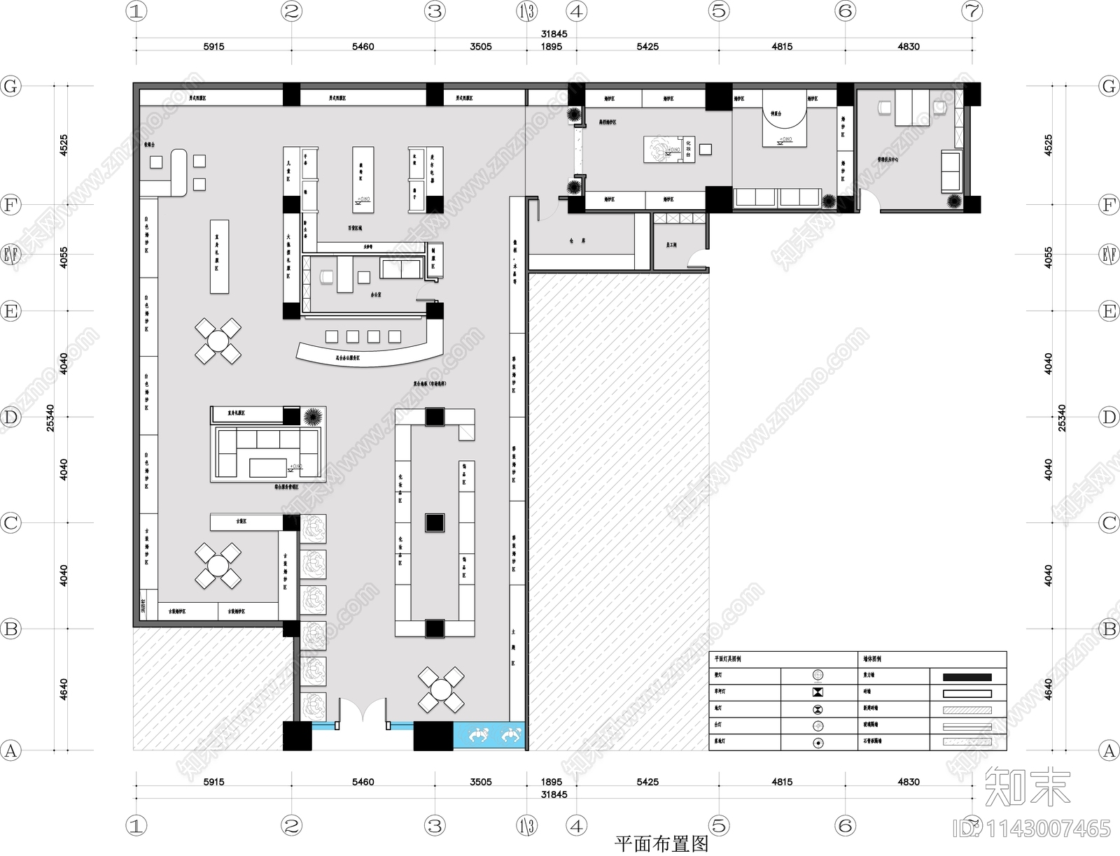 婚纱店平面布置图施工图下载【ID:1143007465】