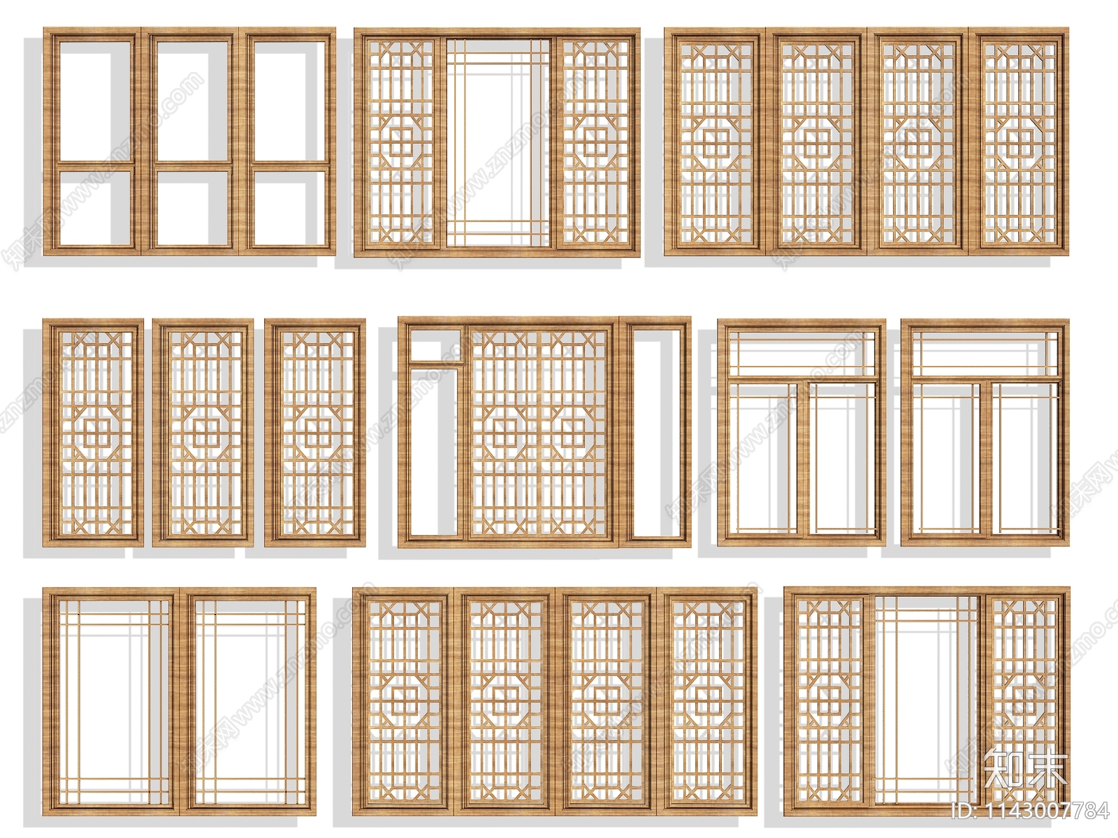 新中式窗户SU模型下载【ID:1143007784】