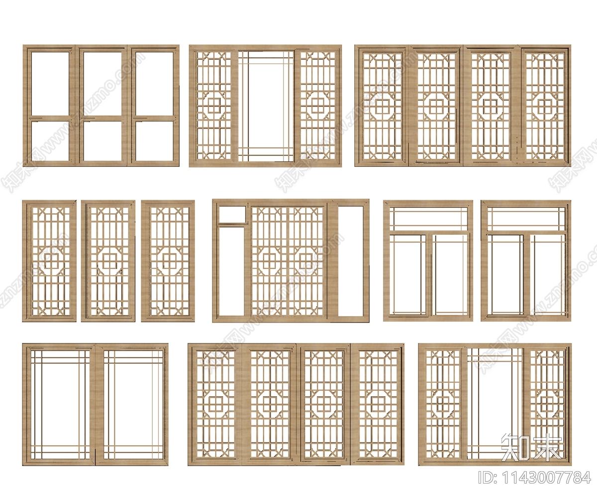 新中式窗户SU模型下载【ID:1143007784】