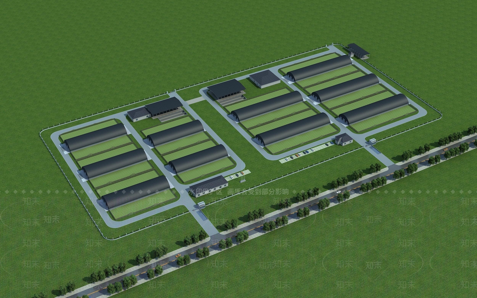 现代化牛棚厂房3D模型下载【ID:1143008981】