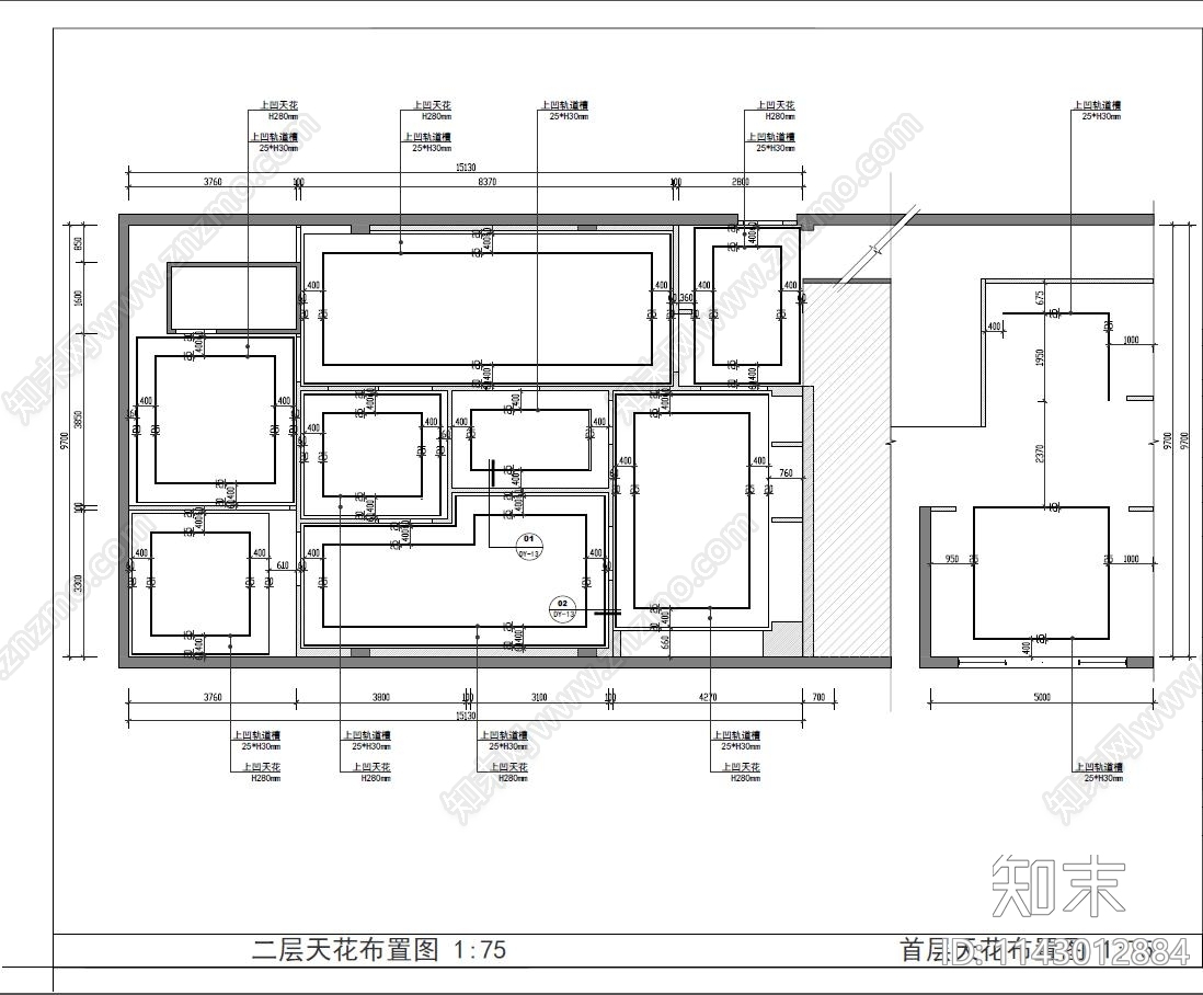 索菲亚墙地定制专卖店cad施工图下载【ID:1143012884】