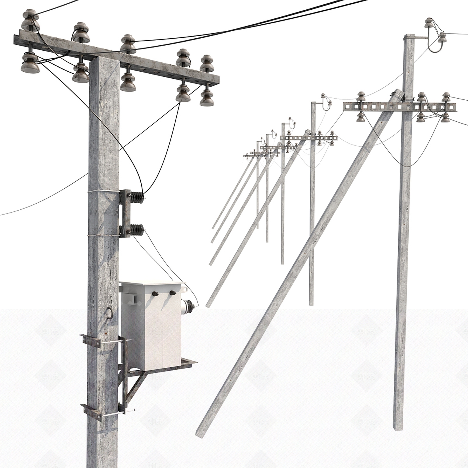 现代电线杆3D模型下载【ID:1143016933】