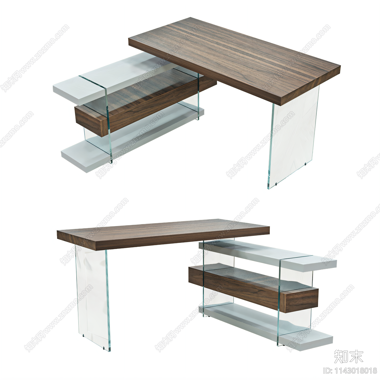 现代玻璃转角书桌SU模型下载【ID:1143018018】
