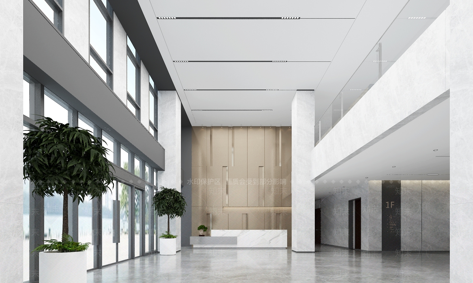 现代公司大堂大厅SU模型下载【ID:1143017970】