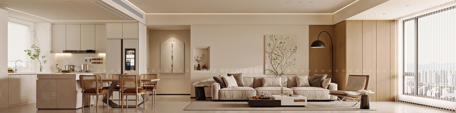 现代原木客餐厅3D模型下载【ID:1143018525】