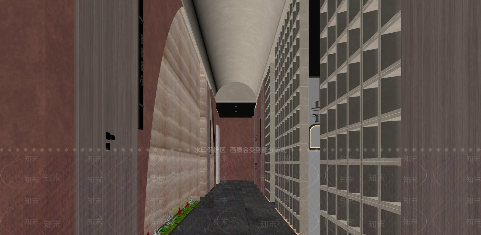 现代酒店玄关过道SU模型下载【ID:1143019511】